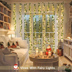 JMEXSUSS Vine Curtain Lights, 200 LED Vines with Fairy Lights for Bedroom