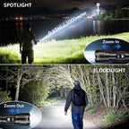 WdtPro Rechargeable Flashlights 2 Pack, Super Bright LED High Lumens Tactical Flash Light with LCD Battery Display, Zoomable 3 Modes, Powerful Handheld Flashlights for Home Emergencies Camping Outdoor