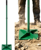 Tigerden Heavy Duty Steel Hand Tamper, 8"x8" Soil Plate Compactor with 44" Adjustable Handle & Rubber Grip, Anti-Loose Ladscaping Tools for Ground, Gravel, Dirt, Sand, Asphalt, Pavers, Blacktop, Green
