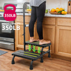 [2025 Upgrade] 2 Step Stool with Handle for Elderly with Sensor Night Light,Medical Heavy Duty Step Stool with Adjustable Handrail, Bedside Steps for People with Mobility Impairments,350lbs