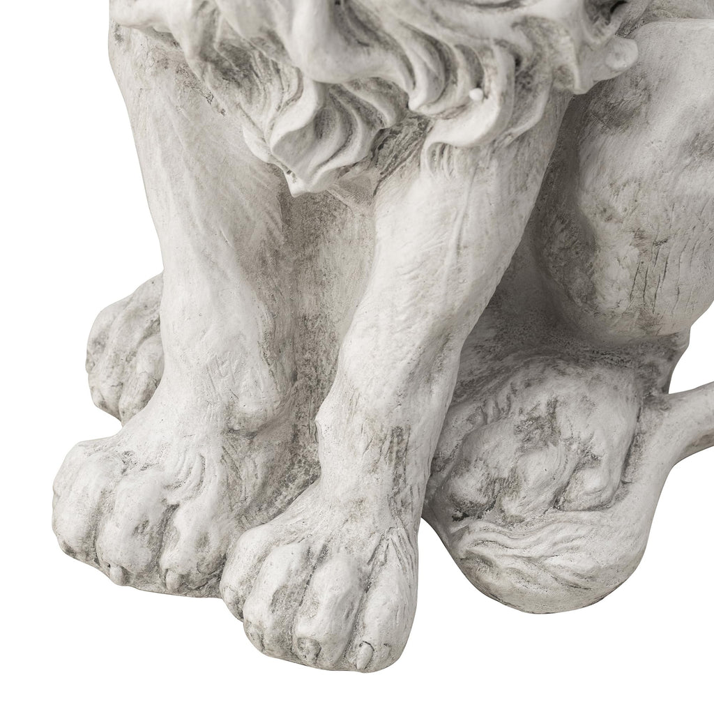 Glitzhome Guardian Sitting Lion Garden Statue MGO Outdoor Decoration, 20.75" H, White