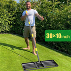 Lawn Leveling Rake - Heavy Duty 30"x10" Stainless Steel Leveler Plate,Reinforced Welds,28-60" Adjustable, Anti Flipping Smooth Edge,for Soil, Dirt,Ground,Yard Top Dressing,Landscaping