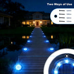 Flacchi Solar Lights Outdoor Waterproof - 2-in-1 Solar Powered Ground Lights Outdoor Solar Disk Light Landscape Light for Deck Step Patio Yard Pathway Walkway Driveway Garden (Blue, 12 Pack)