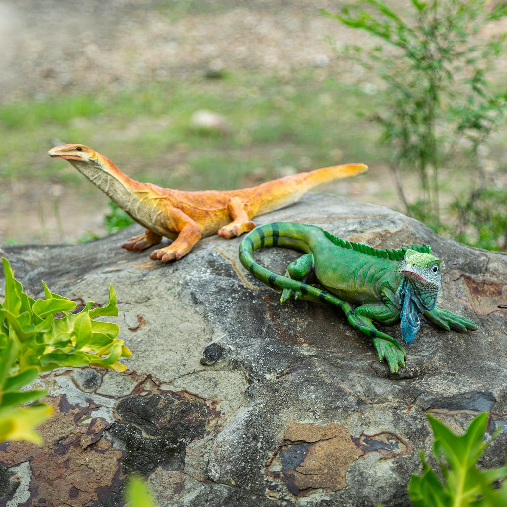 SHAODIE Outdoor Resin Iguana Statue, 13.39 x 7.09 x 5.91 inches, Green Decorative Garden Sculpture Outdoor Lizard Sculpture Tropical Lizard Yard Art