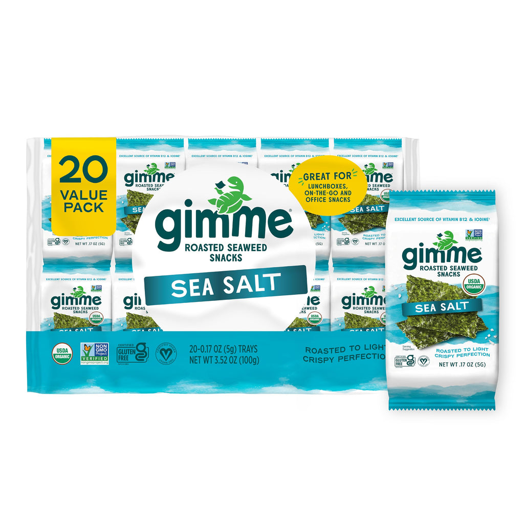 Gimme Seaweed Organic Roasted Seaweed Snack, Sea Salt, .17oz, 20 Count