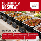 Lava Gel Self-Heating Buffet Kit – Flameless Food Warmer Set for Parties – Includes 4 Trays, 4 Half-Size Heat Pads & Foil Pans – Keeps Hot Food Hot for up to 3 Hours – Gel Fuel Can Alternative