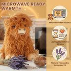 SuzziPals Heatable & Coolable Highland Cow Stuffed Animals Plushie, Microwavable Heating Pad for Soothing & Relaxation, Lavender Scented Cattle Plush Toys for Stress Relief, Stuffed Cow Gifts