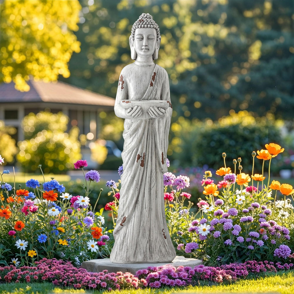 Ultym 42" Buddha Outdoor Statue with Birdfeeder, Extra-Large Buddha Figures