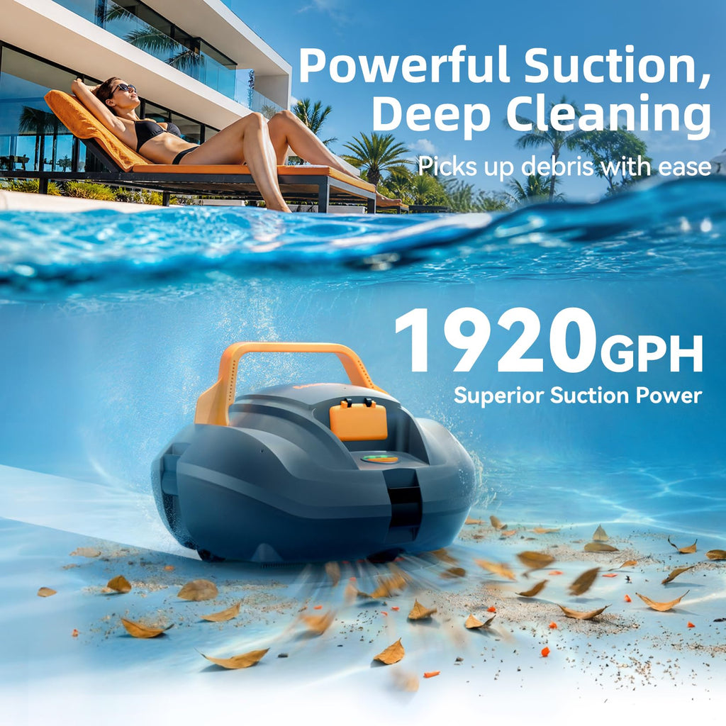 CoasTeering Planet Edge Cordless Pool Vacuum Robot, with 120-Min Runtime, Powerful Dual-Motor, Adjustable Cleaning Paths, Robotic Pool Cleaner for for Above Ground Pool and Flat Pools Up to 850 Sq.ft