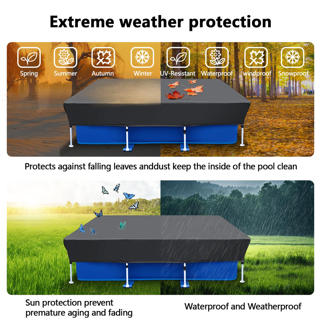 87x59 in Rectangle Pool Cover 7ft Drawstring Design 7 x 4 Rectangular Pool Cover Frame Swimming Pool Cover Oxford for Rectangular Above Ground Pool Easy Installation Cloth Heater Material