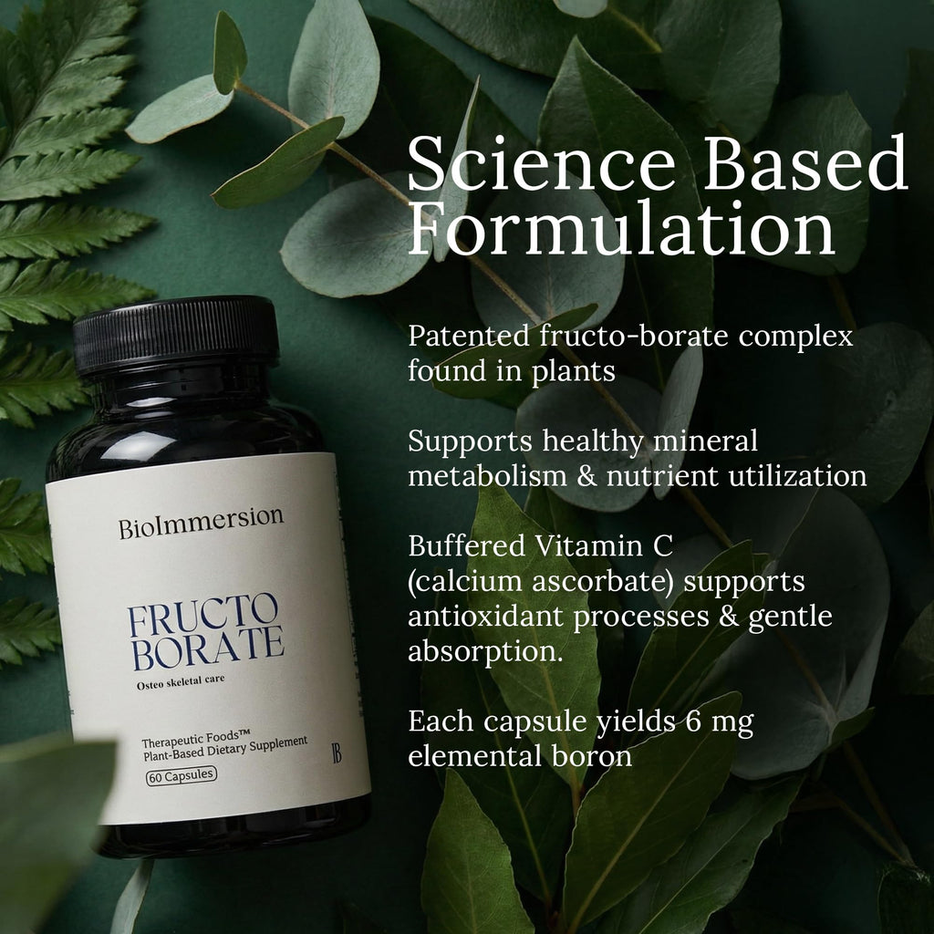 Bioavailable Boron Supplement, 6mg. 60 Caps of Fructo Borate, Bor Complex Supports Healthy Bones, Joints, Metabolism. Whole Food Derived Boron Joint Supplement w/ Carbohydrate Linkage. Vegan, Non-GMO