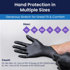 Adenna SHADOW Disposable Nitrile Gloves – 6 Mil, Medical Grade Exam Rubber Glove with Textured Grip, Non-Latex & Powder-Free, Case of 1000, Small, Black