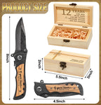Lanties 12 Years Anniversary Keepsake Gifts for Him Engraved Pocket Knife with a Gift Box Happy Tin Anniversary Customized Wedding Birthday Father's Day Gifts for Men Husband
