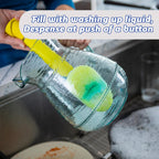 Scrub Daddy Dish Daddy Wand, Refill Heads, Sponge & Connector Head, Soap Dispensing Dish Brush, Texture Changing Washing Up Sponge with Liquid Handle, Built-in Scraper & Scrubbing Head - Yellow