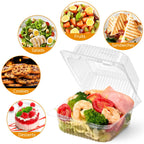 Zezzxu Disposable Square Slice Cake Containers with Hinged Lids, 200 Pack