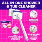 Mr. Clean Magic Eraser Shower & Tub Scrubber, Bathroom Cleaner, All in One Bathroom Cleaner, Lemon Starter Kit, 2 Scrubber, 5 Foaming Magic Erasers, 1 Whole Home Extra Durable Magic Eraser