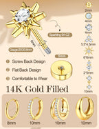 Opal Hypoallergenic Flat Back Earrings for Women Stud Hoop Earring Stacks