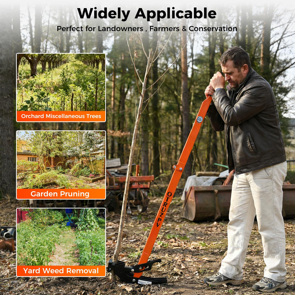 OTRUZPV Heavy-Duty Sapling Puller Tool, High-Leverage Tree Puller for 1/4" to 2" Roots, Manual Root Remover for Shrubs, Vines and Thorns, Effort-Saving Weed Puller for Garden, Farm and Landscaping