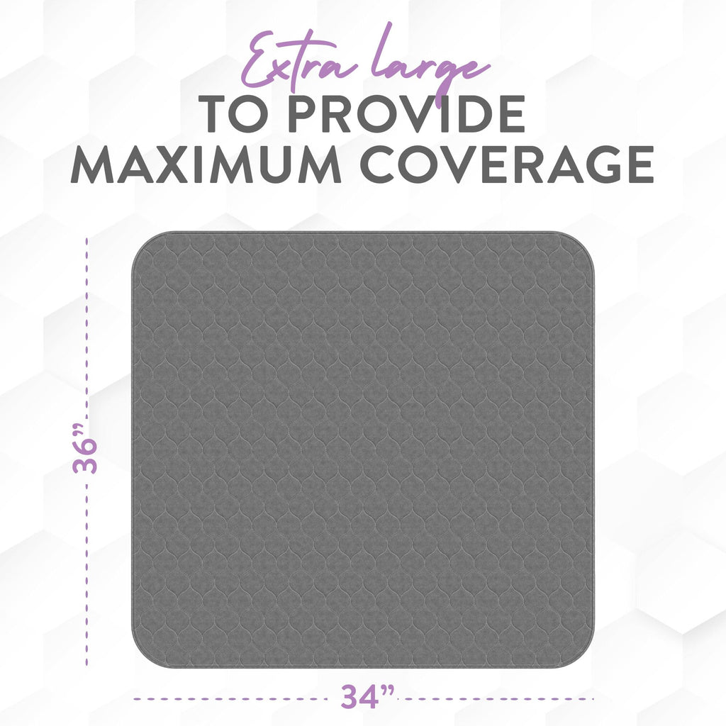 Inspire Underpads | Stain Hiding Gray Reusable Incontinence Bed Pads | Waterproof Mattress Pad | for Adults Babies and Dogs (34 X 36 - 4 Pack)
