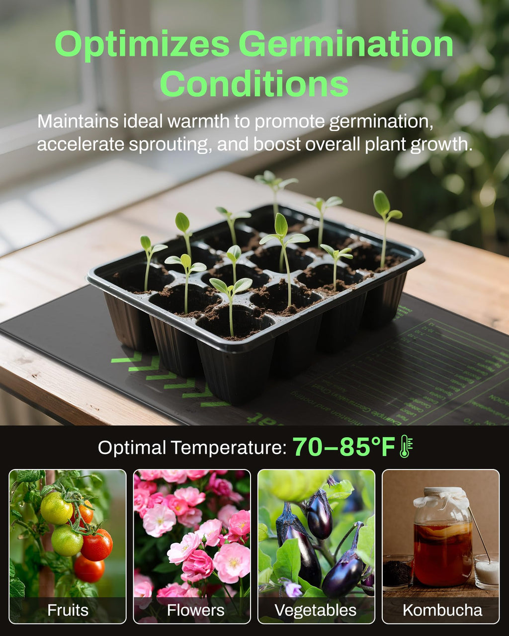 BN-LINK 10" x 20.75" Seedling Heat Mats for Seed Starting Plant Germination