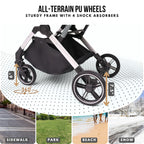 Bicystar Pet Stroller for Small Medium Dogs Cats Up to 45 lbs, Travel Lite Collapsible, All Terrain 4 Wheels for Jogging, Running, Black