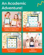 THE BAMBINO TREE Addition and Subtraction Facts Bingo Game - 1st 2nd & 3rd Grade Educational Math Learning for Classroom & Homeschool