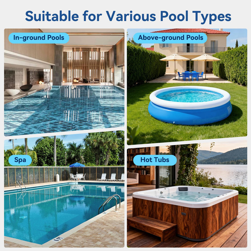 Cordless Pool Vacuum with Telescopic Pole, Powerful 30 GPM Suction, Advanced Dual Filtration, Replaceable Battery, 1H Runtime, Handheld Pool Cleaner for Above Ground and Inground Pools, Blue