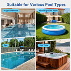 Cordless Pool Vacuum with Telescopic Pole, Powerful 30 GPM Suction, Advanced Dual Filtration, Replaceable Battery, 1H Runtime, Handheld Pool Cleaner for Above Ground and Inground Pools, Blue