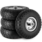4 Pcs 4.10/3.50-4" Tire and Wheel Flat Free, 10 Inch Solid Rubber Tires with 5/8" Axle Bore Hole, 2.2" Offset Hub for Hand Truck, Wheelbarrow, Gorilla Cart, Garden Wagon Cart, Dolly, Utility Cart