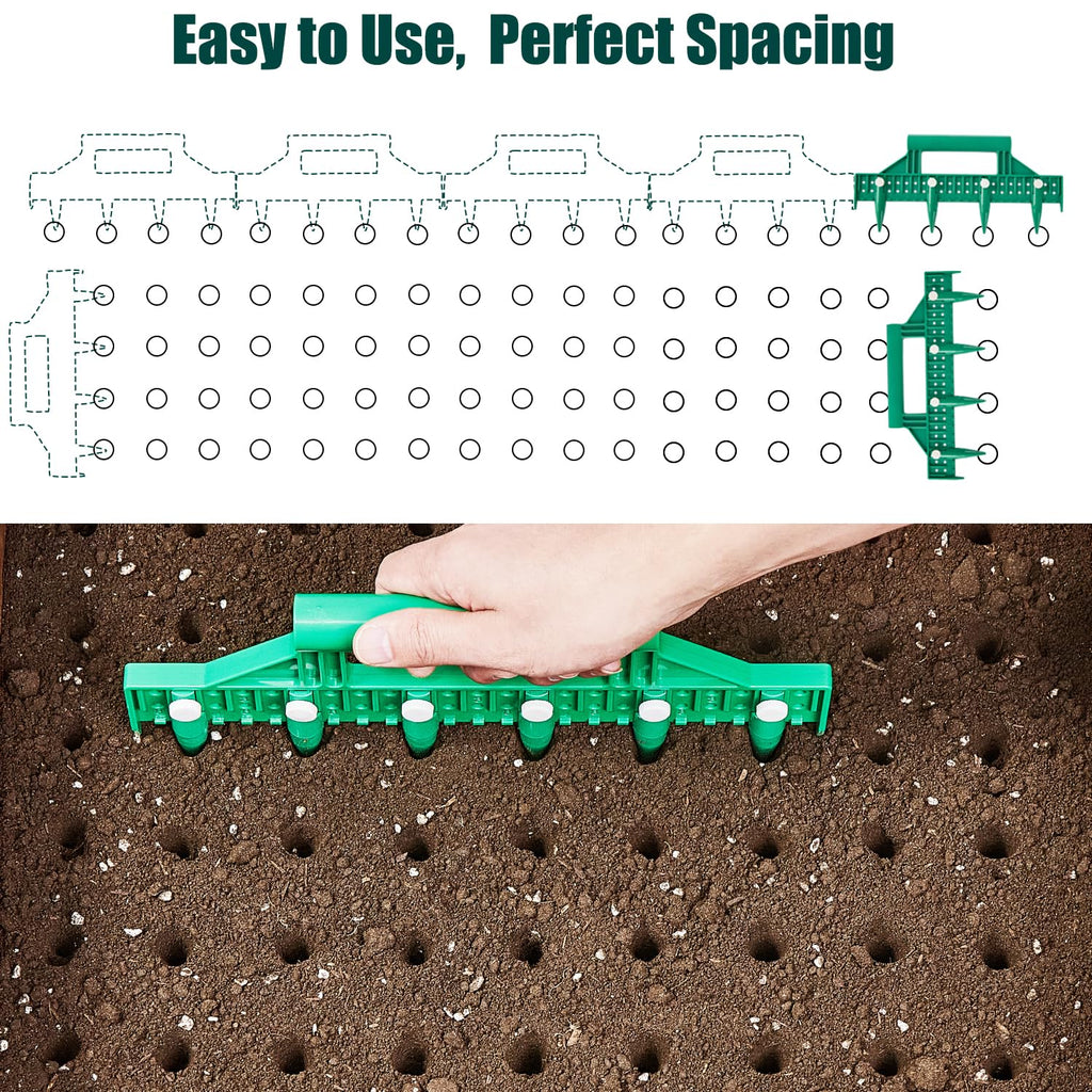 HHTHH Seed Dibber, Multifunctional Seed Spacer Tool, Seed-in Soil Digger Garden Spacer aid for Planting Seeds Laying Out ideally Spaced Rows (Green)
