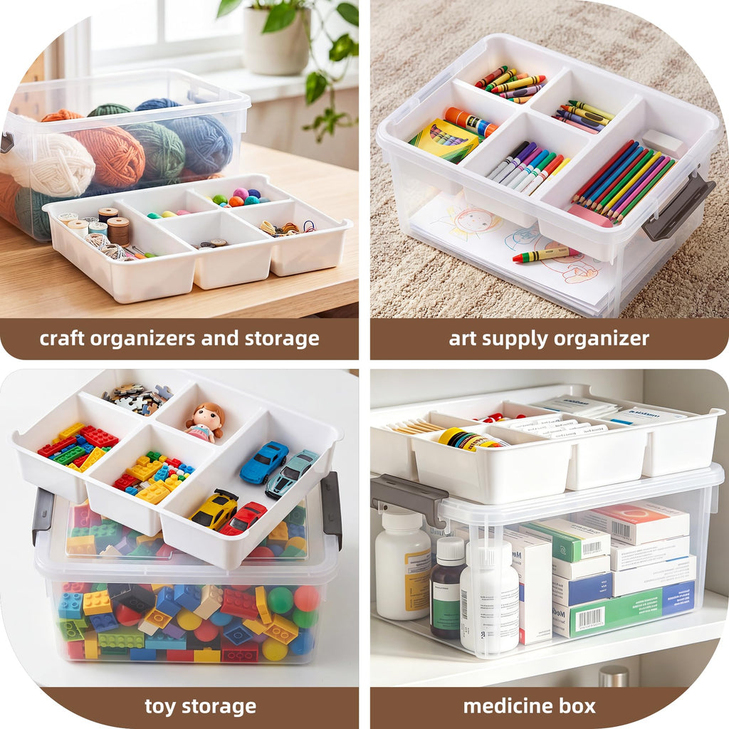Citylife 17QT Clear Craft Organizers and Storage Box with Removable Tray