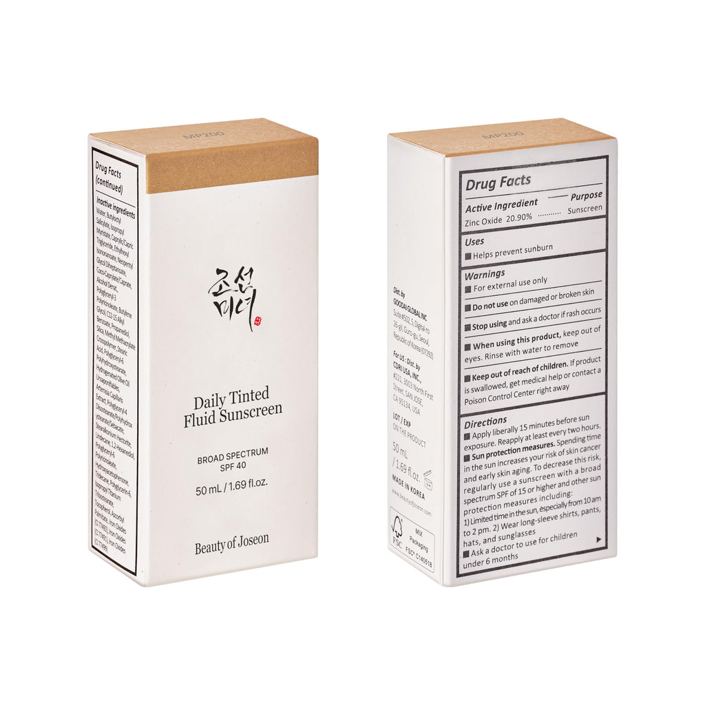 Beauty of Joseon Daily Tinted Fluid Sunscreen 12 Shades for Face Moisturizing Broad Spectrum SPF 40 Korean Skincare 50ml, 1.69 fl.oz #MP200