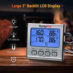 TempPro TP17 Dual Probe Digital Cooking Meat Thermometer Large LCD Backlight Food Grill Thermometer with Timer Mode for Smoker Kitchen Oven BBQ, Silver (Previously ThermoPro)