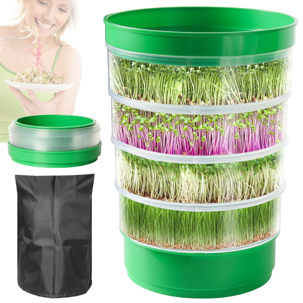 AOMGD 4-Tier Microgreens Growing Seed Sprouting Tray
