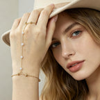 BOMAIL 7Pcs 14K Gold Plated Gold Hand Chain Bracelets for Women