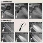 Veken 10'' Rain Shower Head with Handheld, High Pressure Rainfall Showerhead Combo with 5 Handheld Water Spray Modes for Bathroom Accessories, Home Decor, Detachable Dual Shower Heads, Brushed Nickel
