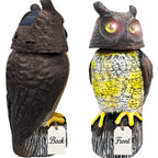 GIFTEXPRESS 1Pcs Solar Power Owl Decoy – 17" Motion Sensor Pest Repellent with Rotating Head, LED Eyes & Sound – Fake Horned Owl for Garden, Yard, Balcony, Farm, Patio, Roof, Lawn- Life Size