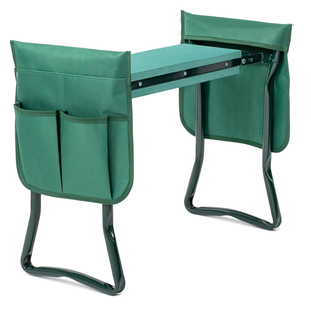 Simple Deluxe Garden Kneeler and Seat, Foldable Kneeling Stool with Thicker EVA Foam Pad Heavy Duty Bench, with Tool Pouch, Gifts for Outdoor Gardening, Fishing, Green, Arbor Day Gift