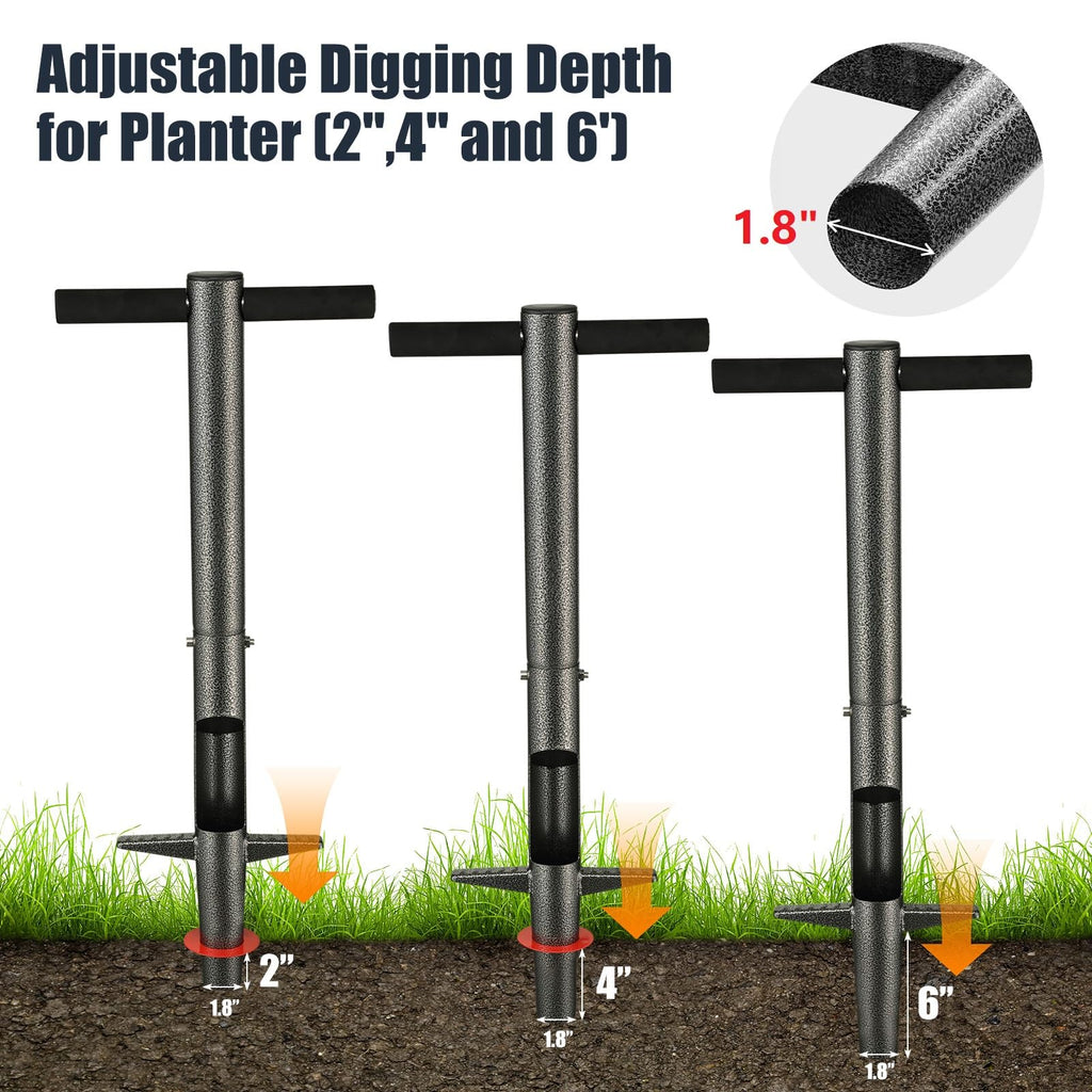 Bulb Planter Tool, 33.5 inch Long Handle Garden Sod Plugger to Dig Hole, Heavy Duty Metal Grass Plugger for Soil Test Planting or Weeding Spring Flowers Bulbs,Bedding Plants,Tulips, Lilies, Potato