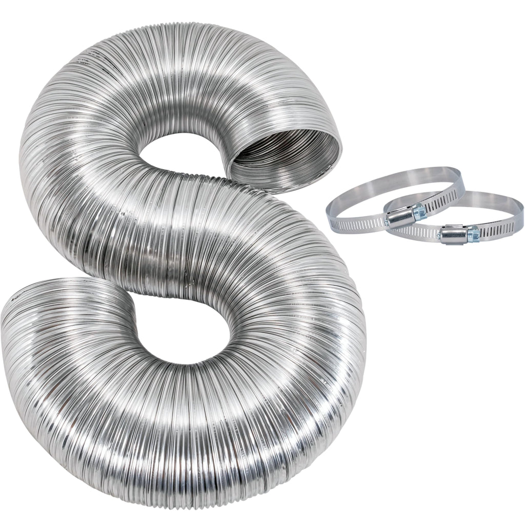 Eastman 8 Foot ArmorFlex Dryer Vent, Flexible Aluminum Duct with Clamps, Semi-Rigid, 69028