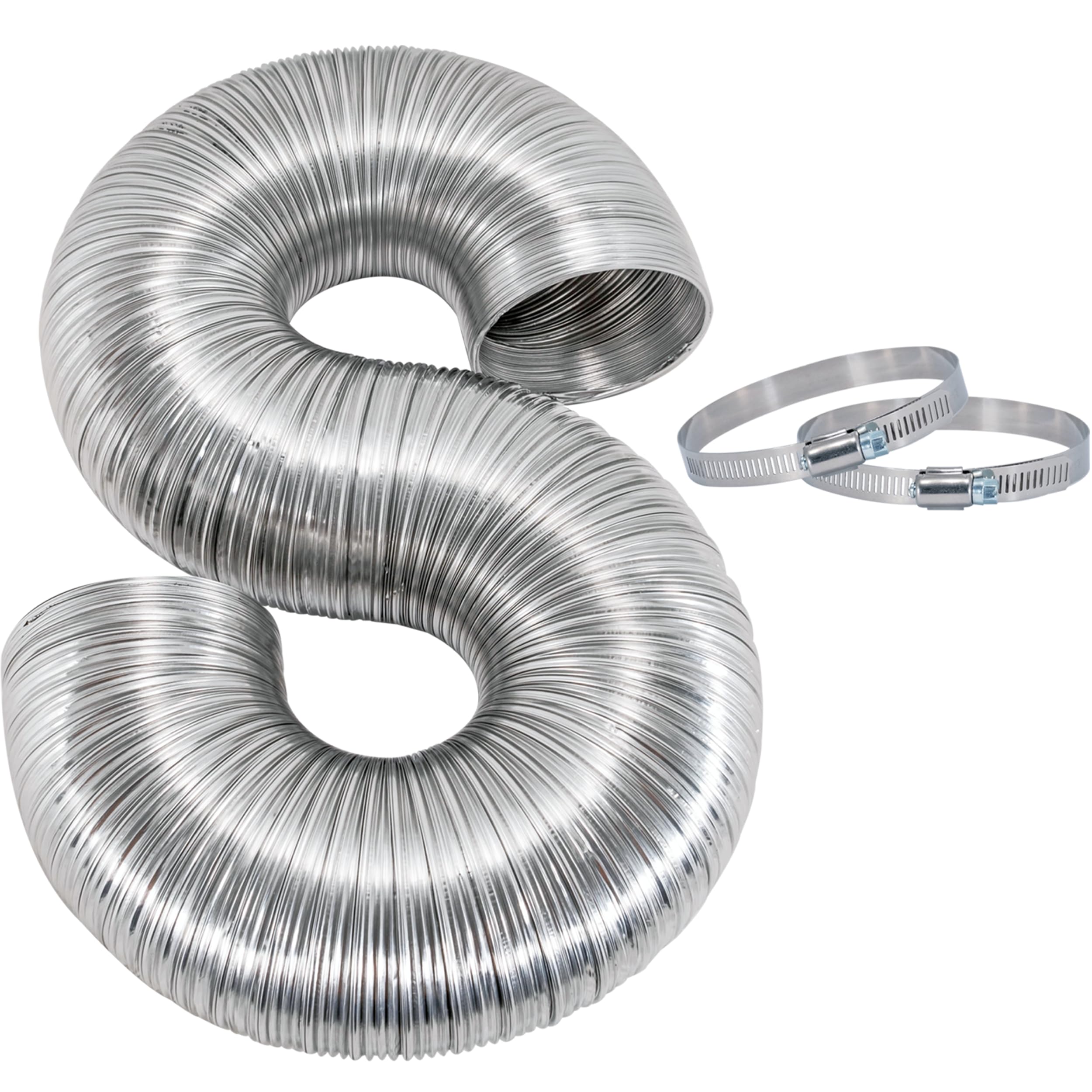 Eastman 8 Foot ArmorFlex Dryer Vent, Flexible Aluminum Duct with Clamps, Semi-Rigid, 69028