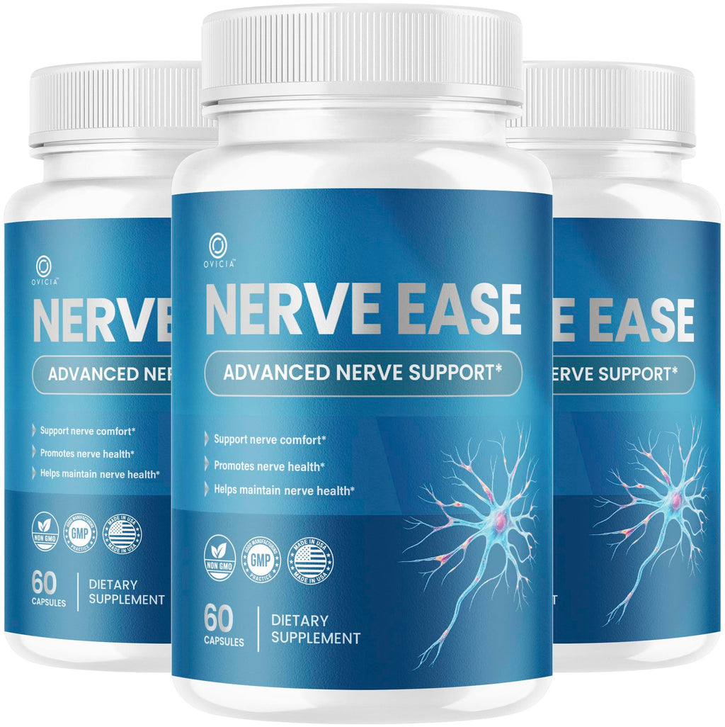 (3 Pack) Nerve Ease Capsules - Nerve Ease Advanced Nerve Support Pills, NerveEase Support Maximum Strength All Natural Premium Formula for Overall Health & Wellness, 180 Capsules for 3 Months