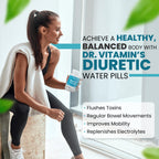 Diuretic Water Pills for Weight Control, 12 Active Ingredients (Green Tea, Cranberry & More), Instant Relief from Bloat & Swelling, Water Retention Pills for Women & Men - 60 Capsules