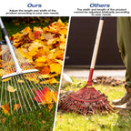 PEAKCLOUDS Adjustable Metal-Leaf Rake with Telescopic Handle - Lawn & Garden Tool for Grass, Leaves & Shrubs - Heavy Duty Yard Rake for Adults, Women & Kids