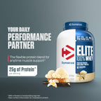 Dymatize Elite 100% Whey Protein Powder, Vanilla, 25g of Protein, 5.5g BCAAs, Less Than 140 Cal., Gluten Free, 2g Carb, 2g Sugar, 3g Fat (67 Servings)