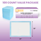 100 Count Super Absorbency Small 17” x 13” Disposable Underpads, Leakproof Quick Drying for Multi-use for Babies, Puppy Pads and Adults, Chucks, Disposable Diaper Changing Pad for Baby, Blue