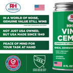 HH-66 Vinyl Cement 4 oz - Vinyl Adhesive, Cement Glue, Industrial Contact Cement for PVC & Vinyl Repair - Waterproof Flexible Vinyl Glue for Tarps, Pool Liners, Inflatables & Marine – RH Adhesives