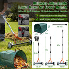 Wheeled Dethatching Rake for Lawn - 15" Heavy Duty Stainless Steel