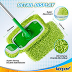 KEEPOW Reusable Microfiber Mop Pads Compatible with Swiffer Sweeper Mop, Dry Sweeping Cloths, Washable Wet Mopping Cloth Refills for Surface/Hardwood Floor Cleaning, 8 Pack (Mop is Not Included)