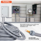 Neorexon Liquid-Tight Conduit 50 ft and 10 Pieces of Connector Kit, Electrical Conduit 1/2 50ft w/UL Certification, Flexible Conduit with 5 Straight and 5 90-Degree Conduit Connector Fittings